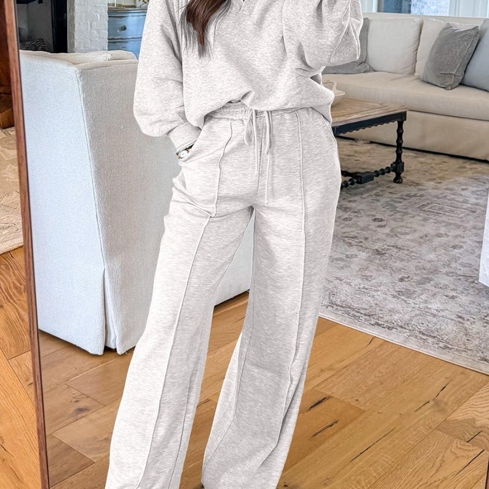 Trendy Boutique Light Gray Wide Leg Pants & Top Sm, Med, XL